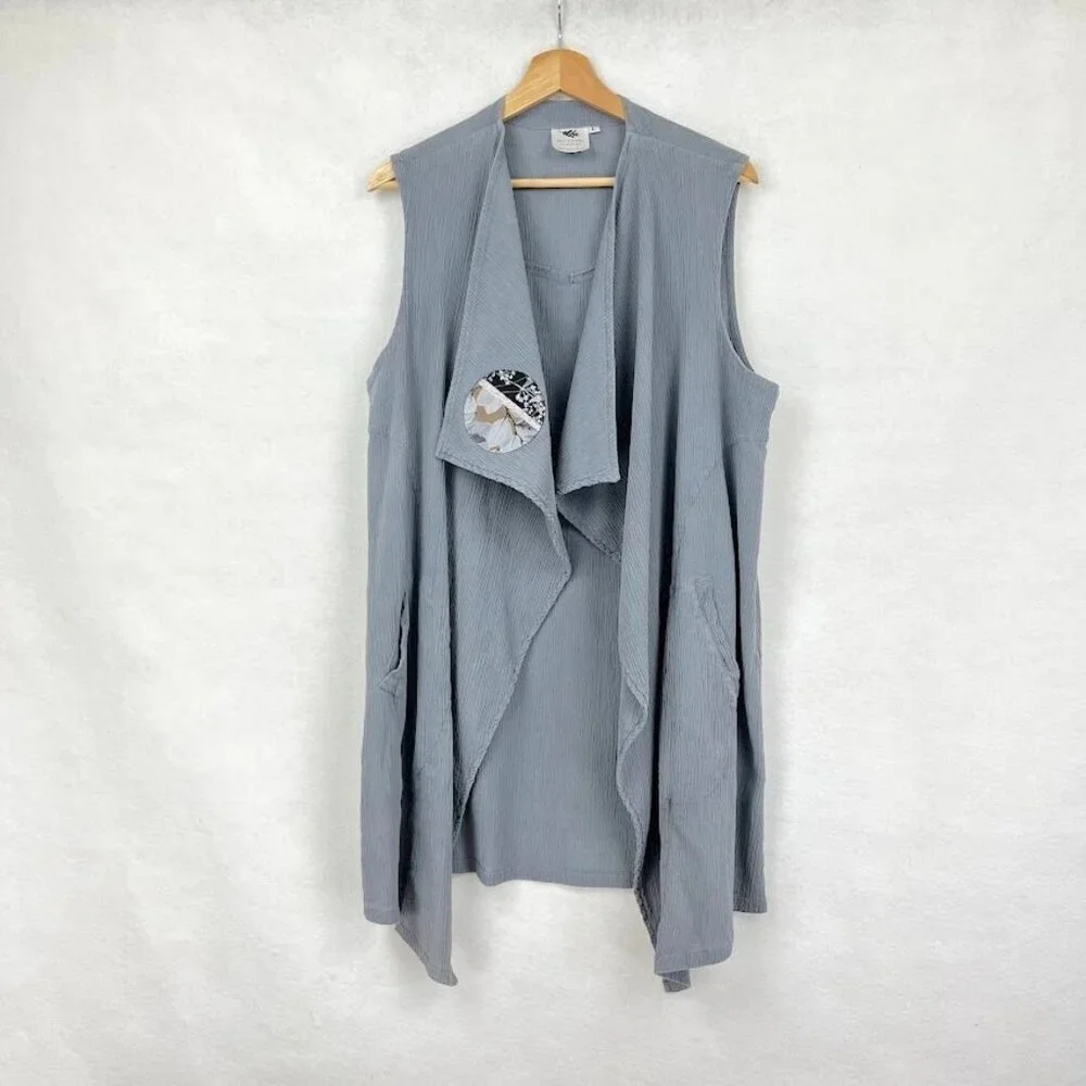 Brie Kriebel Drape Open Front Vest Art To Wear Boho Layer Langelook Grandma Core